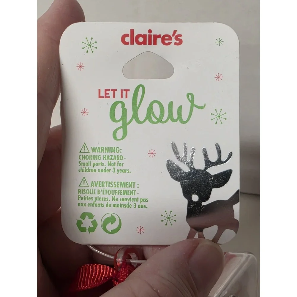 7 Girls' Rings - CLAIRE'S LET IT GLOW Stocking Christmas Tree Reindeer, Heart